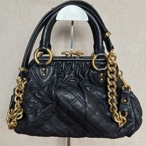 Marc Jacobs Stam Bag - Quilted Leather Satchel with Gold Chain Hardware